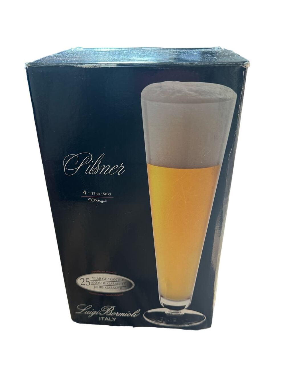 LUIGI BORMIOLI Italian 17oz 4 Elegant Beer Glasses